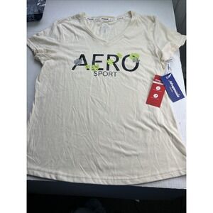 Aeropostale‎ Sport Women's XL V-Neck Tshirt Light Yellow New 545